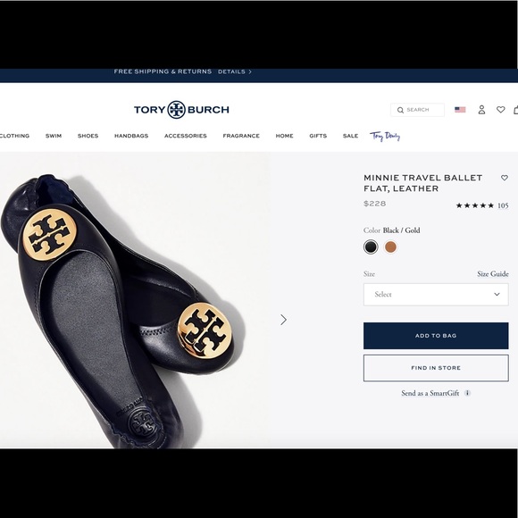 Tory Burch Leather Ballet Flats - Picture 2 of 2